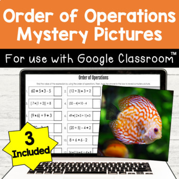 Preview of Order of Operations Mystery Picture Activity for Google Classroom - Using PEMDAS