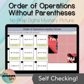 Preview of Order of Operations NO PARENTHESES ☆ NO PREP Self Checking Digital Activity