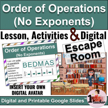 Preview of Order of Operations No Exponents | Interactive Math | Escape Room Bundle