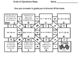 Order of Operations No Exponents Math Maze