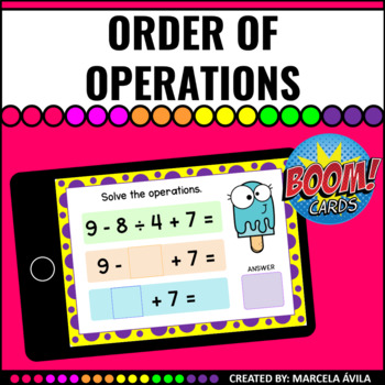 Preview of Order of Operations No Parenthesis Boom Cards™ Distance Learning