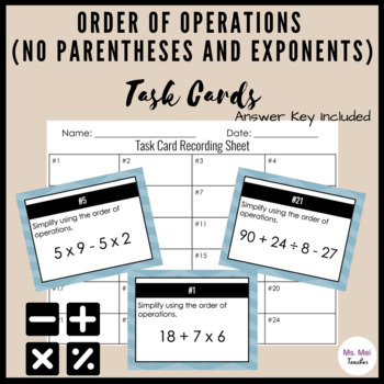 Preview of Order of Operations (No Parentheses and Exponents) Task Cards