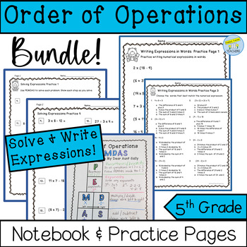 Preview of Order of Operations Notebook & Worksheets Bundle Solve & Write Expressions
