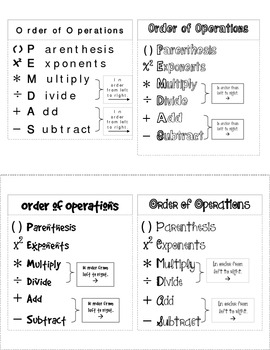 Preview of Order of Operations Notes