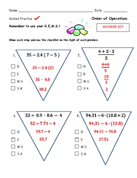 Preview of Order of Operations Notes + Guided Practice Worksheet