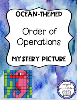 Preview of Order of Operations OCEAN THEMED Mystery Picture FREEBIE