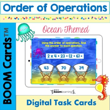 Preview of Order of Operations Ocean Themed BOOM Cards!