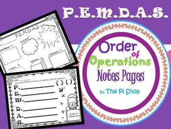 Preview of Order of Operations {P.E.M.D.A.S.} Notes Pages