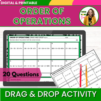 Preview of Order of Operations, PEMDAS- 6th Grade Math Digital Drag and Drop