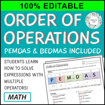 Preview of Order of Operations - PEMDAS & BEDMAS - 100% Editable