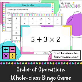 Preview of Order of Operations (PEMDAS) Bingo Bonanza, Math Games, Whole Class, BIDMAS