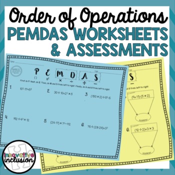 Preview of Order of Operations PEMDAS Differentiated Worksheets and Assessments