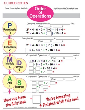 order of operations pemdas interactive notebook worksheets more