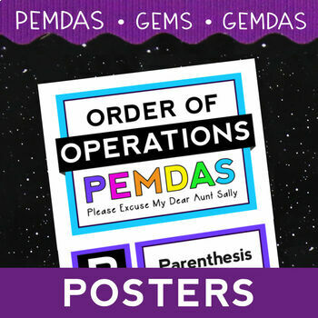 Preview of Order of Operations (PEMDAS) Math Posters - Bulletin Board Classroom Decor