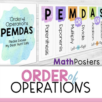 Preview of Order of Operations (PEMDAS) Math Posters - Calming Classroom Bulletin Board