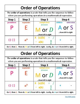 Preview of Order of Operations PEMDAS Notes Freebie - Cut & Paste Size for Notebooks