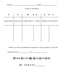 Preview of Order of Operations (PEMDAS) Notes & Guided Practice