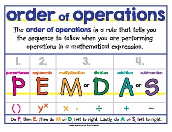 Order of Operations PEMDAS parentheses, brackets, braces