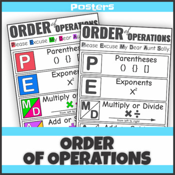 Preview of Order of Operations PEMDAS Posters Anchor Charts