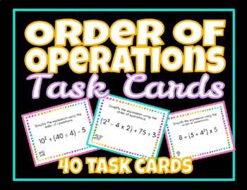 Preview of Order of Operations / PEMDAS Task Cards (with exponents, no negative numbers)