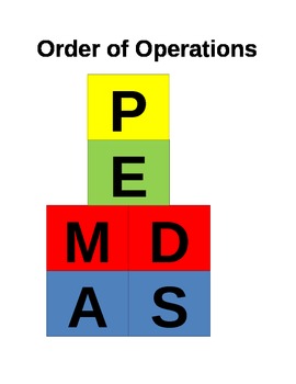 Preview of Order of Operations PEMDAS organizer