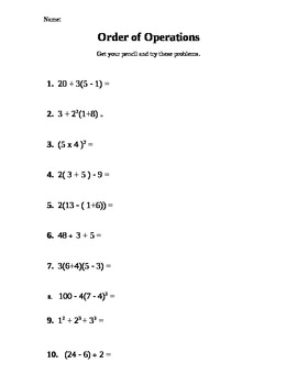 Order of Operations (PEMDAS) practice problems by KDema | TpT