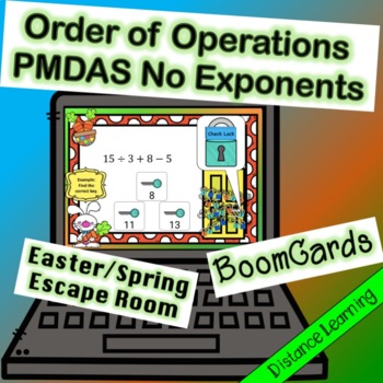 Preview of Order of Operations PMDAS Escape Room Easter/Spring | Boom Cards