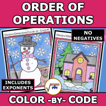 Preview of Order of Operations PRINTABLE WINTER COLOR-BY-CODE Worksheet Set