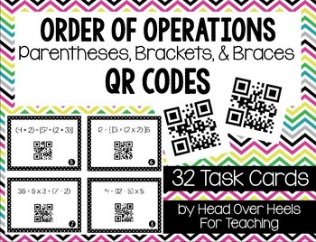 Preview of Order of Operations {Parentheses, Brackets & Braces} Using QR Codes