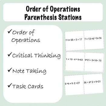 Preview of Order of Operations Parentheses Stations