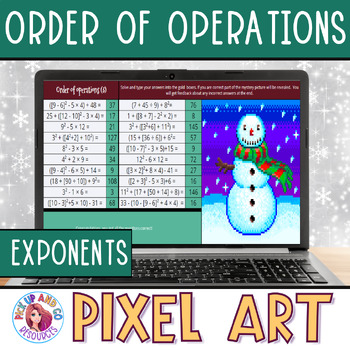 Preview of Order of Operations Christmas Math Pixel Art |  Parentheses and Exponents