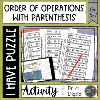 Preview of Order of Operations Parenthesis I Have It Math Cut & Paste - No Prep