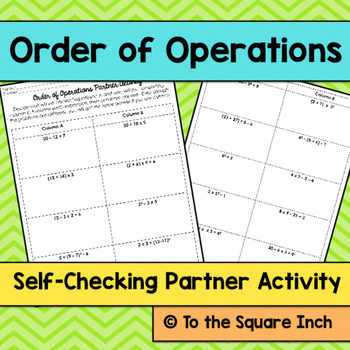 Preview of Order of Operations Partner Activity
