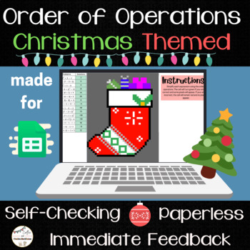 Preview of Order of Operations Pixel Art - Digital Math Activity - Christmas Themed