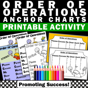 Preview of Order of Operations Poster PEMDAS 5th 6th Grade Math Anchor Charts Worksheets