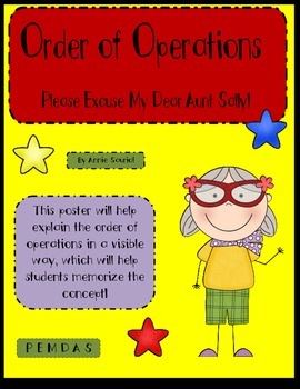 Preview of Order of Operations Poster PEMDAS: Please Excuse My Dear Aunt Sally!