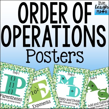 Preview of Order of Operations Poster Set - PEMDAS or GEMDAS - Blue or Green Decor