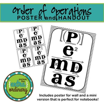 Preview of Order of Operations - Poster and Handouts (PEMDAS)