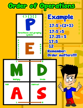 Order Of Operations Poster Anchor Chart With Cards For Students