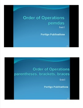 Preview of Order of Operations PowerPoint: pemdas, parentheses, brackets, braces