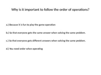 Preview of Order of Operations PowerPoint Quiz/Review