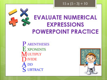 Preview of Evaluate Expressions PowerPoint Practice