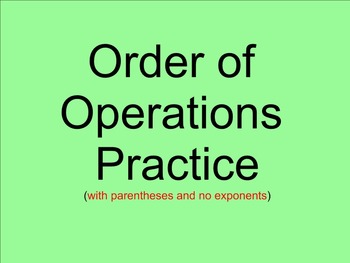 Preview of Order of Operations Practice - Smartboard
