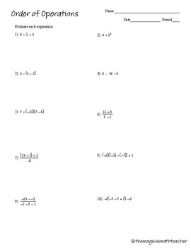 Order of Operations Practice Worksheet / Homework by The Magical Math