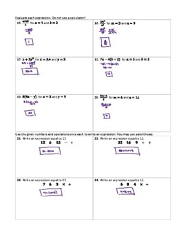 my homework lesson 2 order of operations answer key