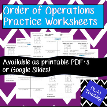 Preview of Order of Operations Practice Worksheets: Challenging Problems!