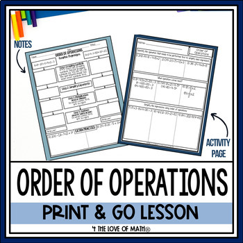 Preview of Order of Operations Guided Notes and Activities - No Prep Print and Go Lesson