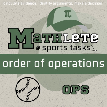 Preview of Order of Operations Printable & Digital Activity - Baseball Mathlete