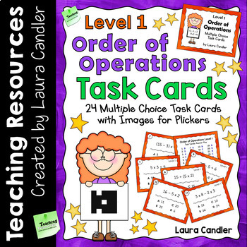 Preview of Order of Operations Printable Task Cards Level 1