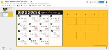 Order of Operations Pyramid Sum Puzzle: DIGITAL VERSION (for Google